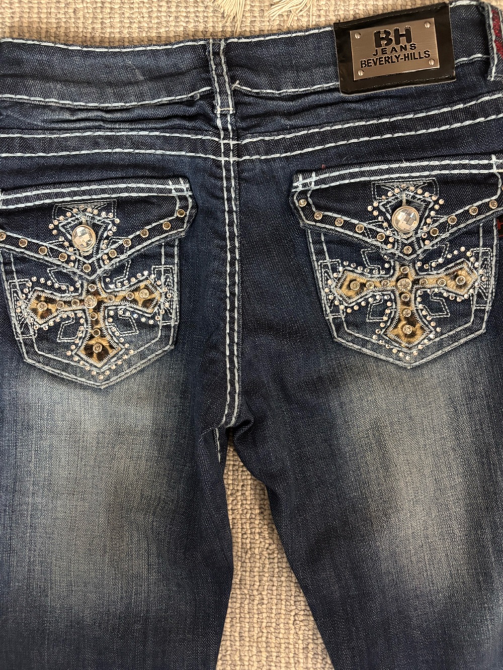BH Jeans Beverly Hills Embroidered Cross Bootcut Jeans
